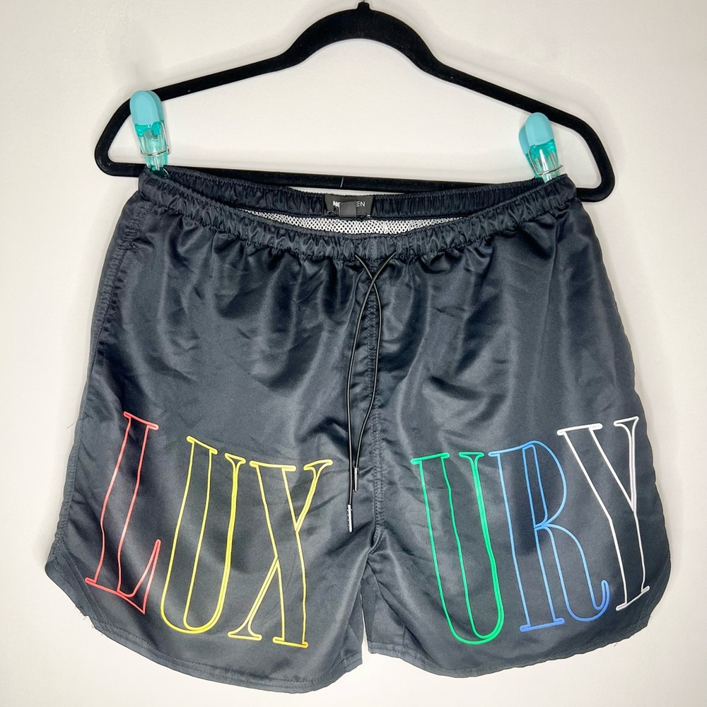 Fashion Nova Luxury Life Swim Trunks - Black, Size XL